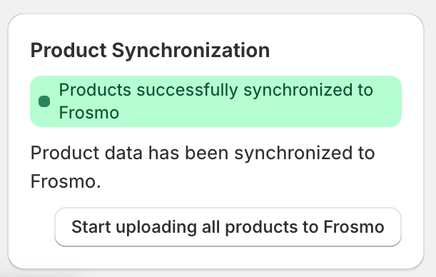 Products have been successfully synchronized.